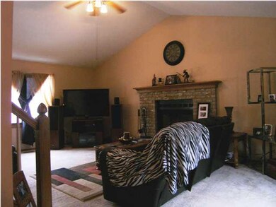 The living room as viewed from the entry foyer.