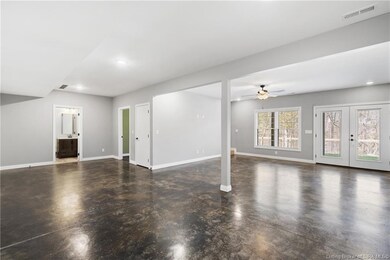 Walkout basement with stained concrete floors