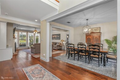 Dining space featuring visible vents, ornamental m