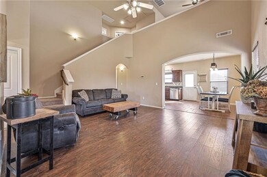 Downstairs living area open into dining area and k