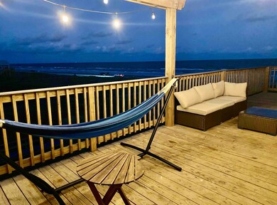 evening view of the front balcony