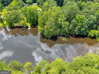 This aerial photo was taken looking toward the new private floating dock. Most of the first stand of trees to the right of the dock is included in the property.