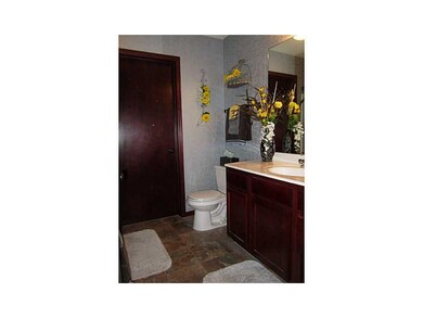 Master Bathroom. Cherry Cabinetry, neutral counter