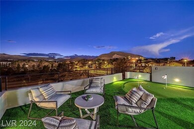 View of patio terrace at dusk