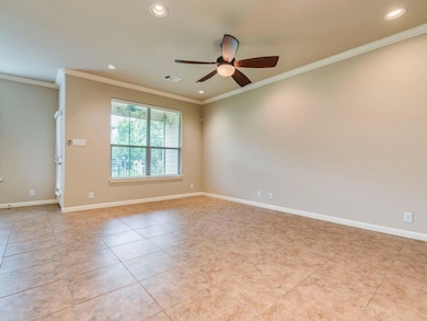 Unfurnished room with ceiling fan, recessed light