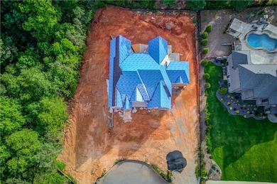 Bird's eye view of a pool area