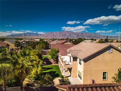 Aerial showing landscaped green lawn backyard, bal