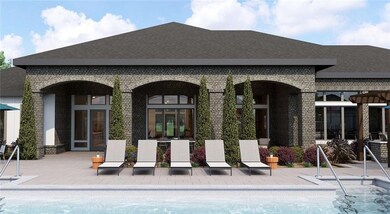 Community pool with a patio