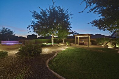 Backyard with accent lighting