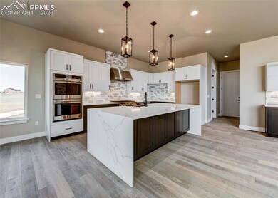 Gourmet kitchen with custom cabinets and upgraded 