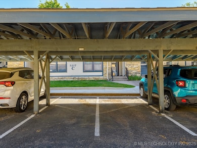 Oversized parking space, enough room for a vehicle