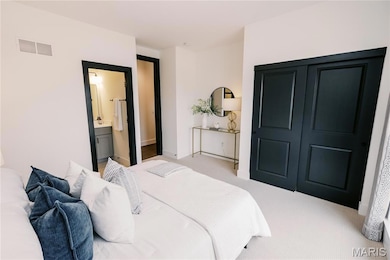 Bedroom with a closet and carpet