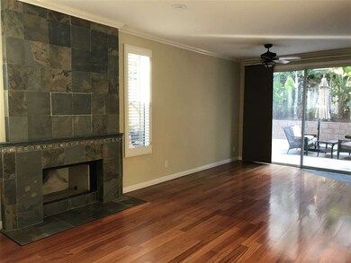 Custom slate fireplace, wood floors