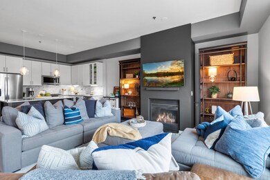 Inviting living space with fireplace & open layout