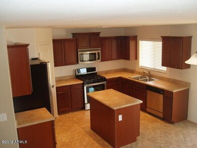 Kitchen view from stairwell.