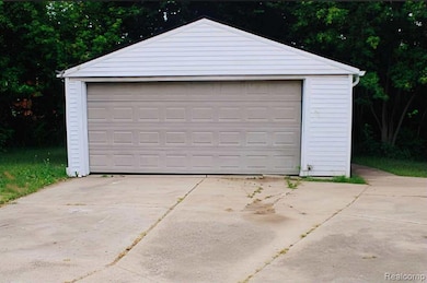View of detached garage