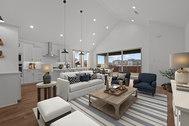 Great room with vaulted ceiling