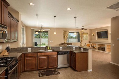 Pendant Lights over Breakfast Bar.