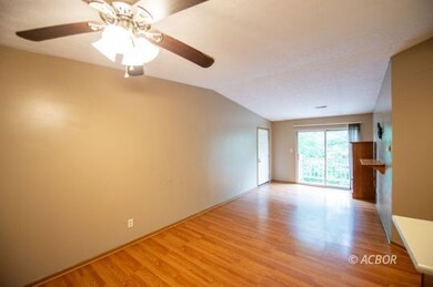 Living room with newer laminate flooring