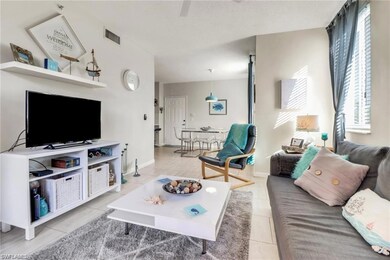 View of tiled living room