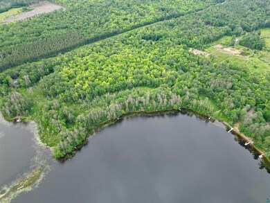Drone / aerial view of a large body of water and a heavily wooded area