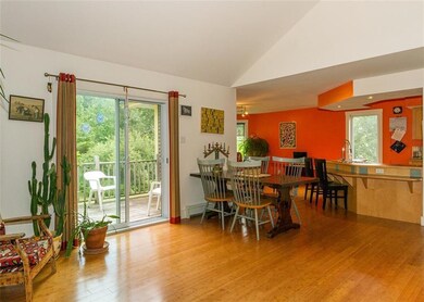 Dining area, kitchen and living rooms