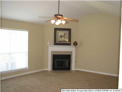 Large living room with fireplace and gas logs. New