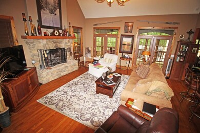 Massive Stone Wood Burning Fireplace...