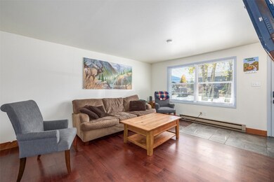Living room with a baseboard heating unit and hard