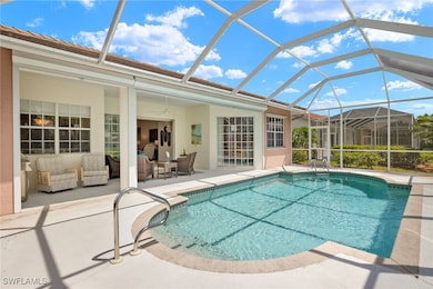Pool with a lanai, a patio, ceiling fan, and an ou