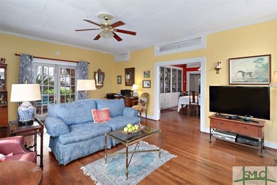 Family Room ~ Real Wood Floors ~ French Doors Open
