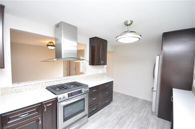 NEW KITCHEN WITH PASS THROUGH WINDOW INTO THE DINING ROOM. NOTICE THE AMOUNT OF COUNTER SPACE. CEILING LIGHT IS ACTUALLY A CEILING FAN WITH BLADES THAT ARE HIDDEN WHEN NOT IN USE.