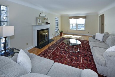 View of hardwood floored living room