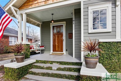Inviting front porch complete with a swing.