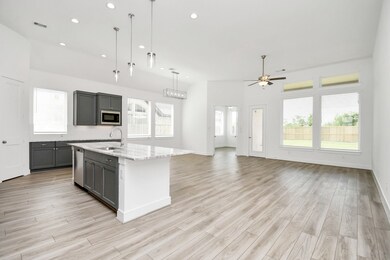 This is a bright, open-concept kitchen with modern