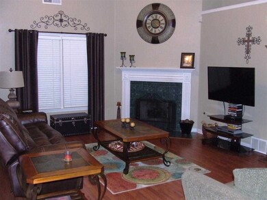 Great Room also features wood laminate floors and 