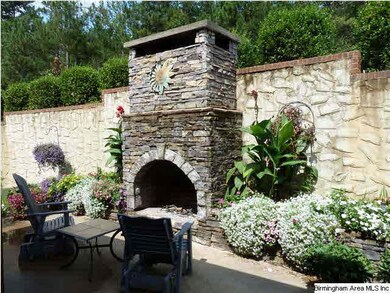 Beautiful stacked stone fireplace on the patio