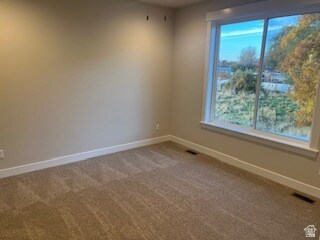 Primary Bedroom with walk-in closet, master bath, and extra large picture windows.