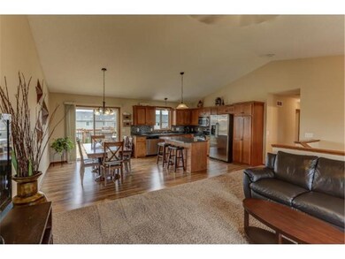 Vaulted ceilings on the main level create an invit