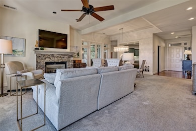 Spacious with stone Fireplace