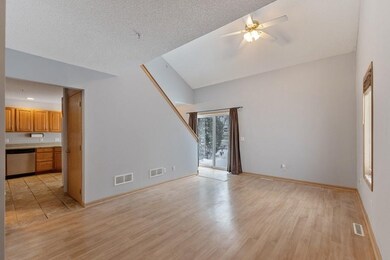 Family room with vaulted ceiling.