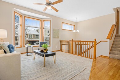 These stairs lead you up from the front door to the living room and kitchen