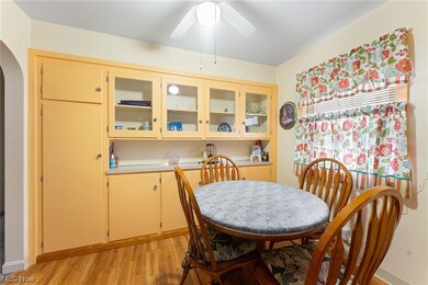 Dining space featuring light hardwood / wood-style floors and ceiling fan