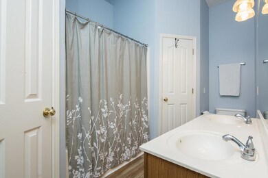 Double closets plus a linen closet, double vanity, and new waterpoof vinyl flooring.