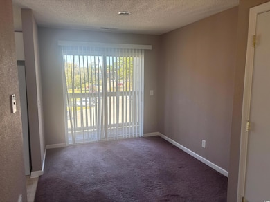Empty room featuring carpet floors and a textured ceiling