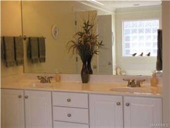 THE VANITY HAS TWO SINKS AND PLENTY OF COUNTER SPA