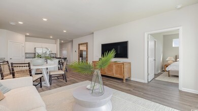 Living room featuring hardwood / wood-style floori