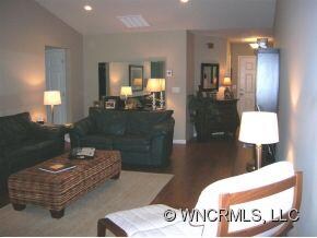 Vaulted ceiling in living room