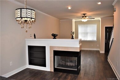 Dining room with double sided fireplace.