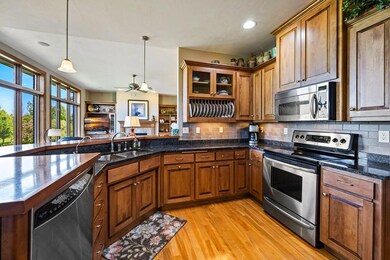 Kitchen is open to living room and dining areas 